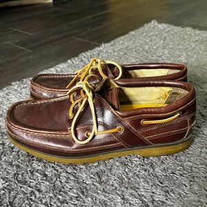 Sperry Top Sider Boat Shoes Mens 11 Brown Leather Lace Up Logo Casual